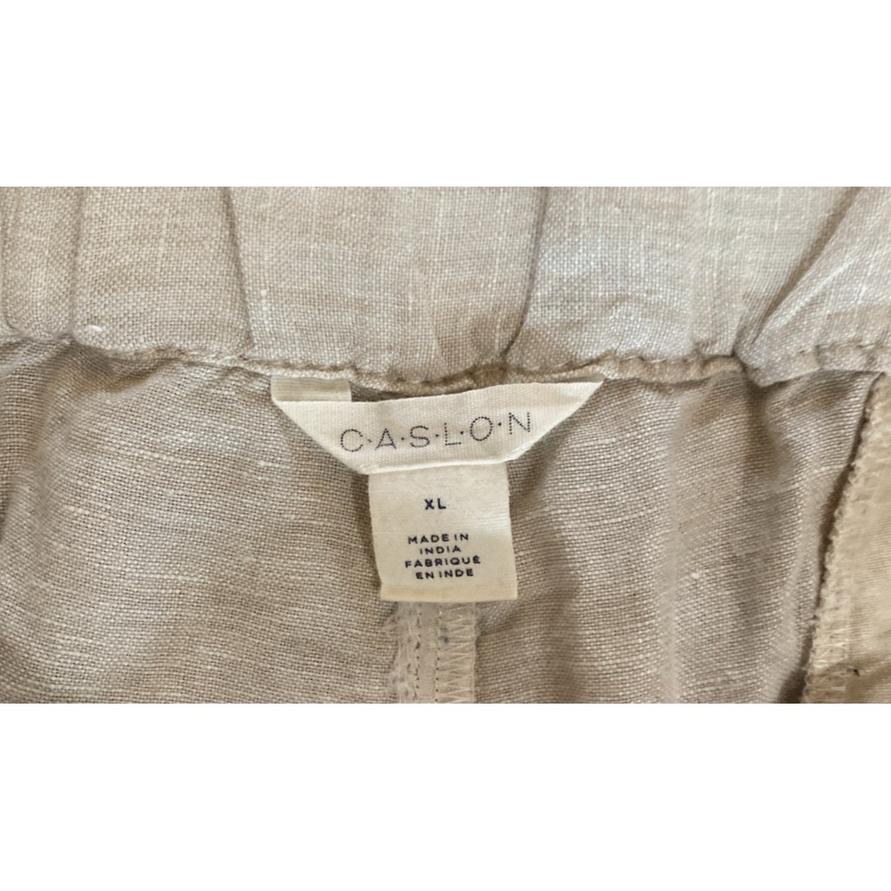 Caslon Drawstring Wide Leg 100% Linen Pants Beige Size XL Resort Beach Lagenlook - Picture 4 of 10